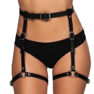 SKÓRZANA UPRZĄŻ UDA SEX BDSM PODWIĄZKA BIELIZNA EROTYCZNA STRÓJ HARNESS