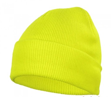 Czapka robocza ZIMOWA DZIANA żółta fluo yellow ciepła uniwersalna