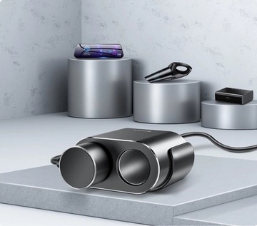 Разветвитель автомобильного зарядного устройства Baseus, 2 порта USB + 2 разъема для прикуривателя