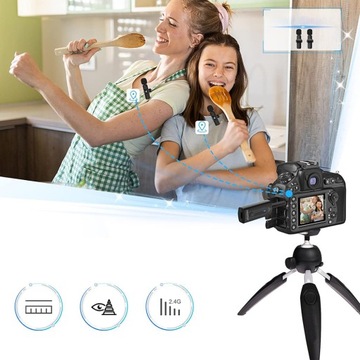 БЕСПРОВОДНОЙ ЗАЖИМНЫЙ МИКРОФОН ДЛЯ КАМЕРЫ, НОУТБУКА, СМАРТФОНА С ШУМОПОДАВЛЕНИЕМ