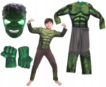 STRÓJ PRZEBRANIE HULK MASKA LED RĘKAWICE