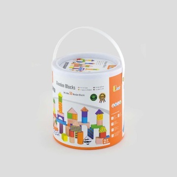 Деревянные кубики с узорами 50 элементов - разноцветные Viga 59695