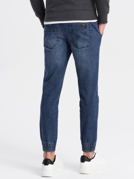 Spodnie męskie JOGGERY jeansowe z przetarciami niebieskie V3 OM-PADJ-0150 M