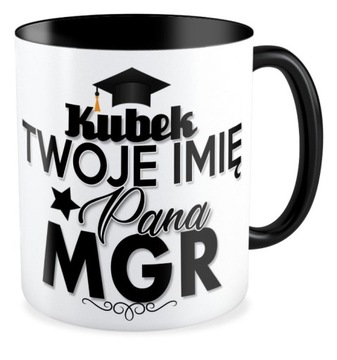 KUBEK czarny prezent STUDENT MAGISTER TWOJE IMIĘ