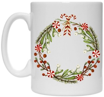 КРУЖКА ПОДАРОК ​​Сочельник САНТА ВЕСЕЛЫЙ РОЖДЕСТВЕНСКИЙ ВЕНОК