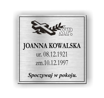Tablica nagrobna tabliczka 20x20 cm GRUBA +TAŚMA