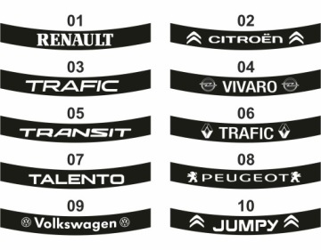 Samolepky na sklo slunečního pásu pro Vivaro Trafic Custom Ducato Vw T6