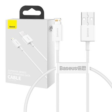 Baseus Kabel przewód do iPhone Lightning krótki szybki 2.4A 0.25m 25cm