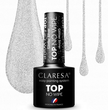 CLARESA TOP NO WIPE GLITTER SILVER SREBNY DROBINKI