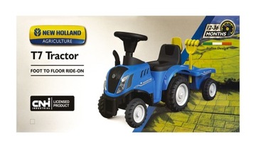 Jeździk odpychacz traktor z przyczepką dźwięk światło NEW HOLLAND niebieski