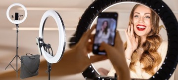 Светодиодная кольцевая лампа + штатив + пульт дистанционного управления + держатели