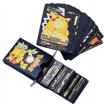 CZARNE KARTY POKEMON LEGENDARNE KOLEKCJONERSKIE BLACK ZESTAW 55 SZTUK