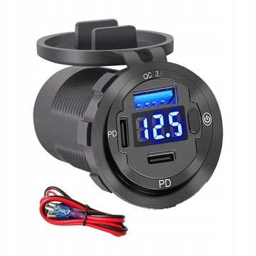Автомобильный вольтметр USB зарядное устройство QC3.0 2PD 20W