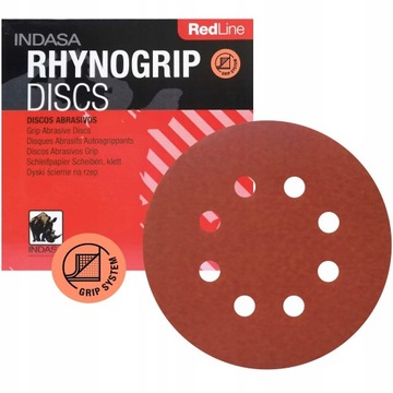INDASA RED Krążki Ścierne Rzep 125mm 8H P60 50x