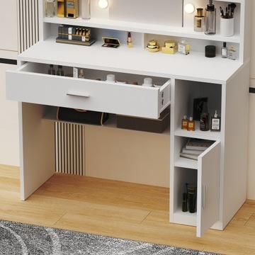 TOALETKA kosmetyczna LUSTRO OŚWIETLENIE 10 LED 108 x 140 x 40cm z 5 półka