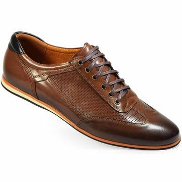 Buty skórzane męskie brązowe casual polskie 43