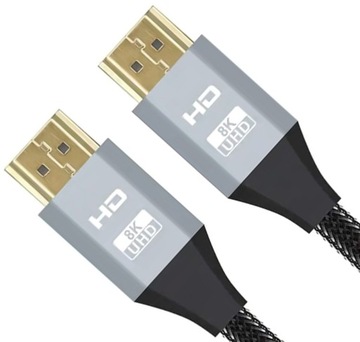 KABEL HDMI PRZEWÓD SOLIDNY PRZYŁĄCZE HDMI - HDMI 2.1 2M OPLOT 8K 4K HD40A