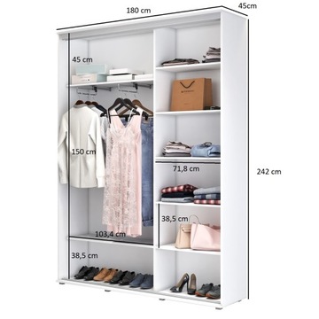 Шкаф-купе LORIS высокий 180Х242Х45, разные цвета