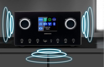 INTERNETOWE RADIO CYFROWE MD89295 DAB+ FM USB AUX STEREO 2 x 7,5W + 15W SUB