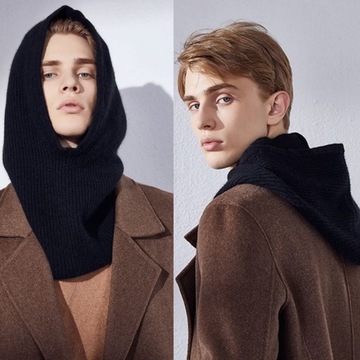 БАЛАКЛАВА МУЖСКАЯ ТРИКОТАЖНАЯ С КАПЮШОНОМ, ЧЕРНАЯ