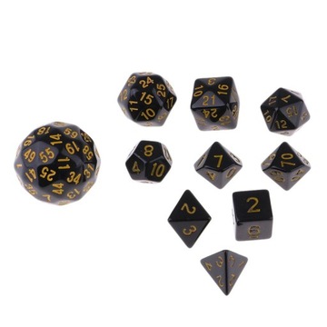 10 штук акриловых многогранных кубиков для игры DND RPG желтого цвета