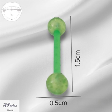 Pir0034 Kolczyk do języka plastik brokatowy zielony