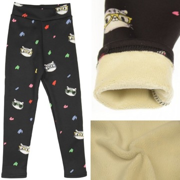 CIEPŁE legginsy 6955 GETRY OCIEPLONE GRUBYM POLAREM kotek2 122/128