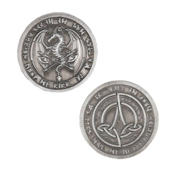 МОНЕТА ДРАКОН ВОИН — СЕРЕБРЯНАЯ МЕТАЛЛИЧЕСКАЯ МОНЕТА 1 ПК РОЛЕВАЯ РПГ