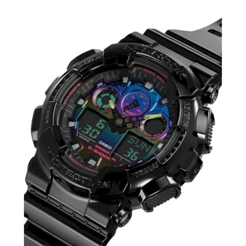 Czarny zegarek Casio G-Shock Virtual Rainbow GA-100RGB-1AER