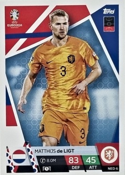 EURO 2024 TOPPS MATCH ATTAX NED 6 MATTHIJS DE LIGT HOLANDIA