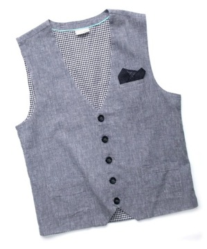 NEXT 13 158 NIEBIESKA KAMIZELKA CASUAL LNIANA BAWEŁNA ELEGANCKA