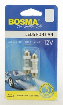 ŻARÓWKA 12V 4xLED STANDARD SV8,5 10x36mm BIAŁA