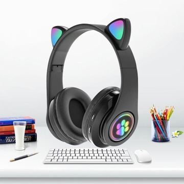 SKŁADANE SŁUCHAWKI STEREO HD Z ŚWIATŁO LED, WBUDOWANY MIKROFON, DO TELEFONU