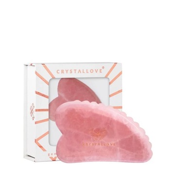 Płytka 3D do masażu twarzy gua sha CRYSTALLOVE z kwarcu różowego