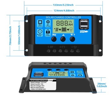 ХОРОШИЙ КОНТРОЛЛЕР ЗАРЯДКИ, аккумулятор 10 А, 12 В/24 В, ШИМ, USB ЖК-дисплей, СОЛНЕЧНАЯ ФЭ-панель