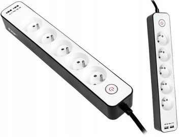 LISTWA ZASILAJĄCA TRACER ZEBRA 1.5m / 2x USB 2.1A
