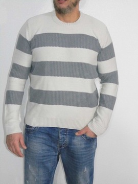 MARKOWY SWETER - XL -POZIOME PASY, COTON -RESERVED