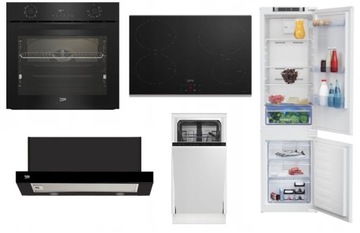 Встраиваемый комплект Beko духовка + индукция + вытяжка + посудомоечная машина + холодильник