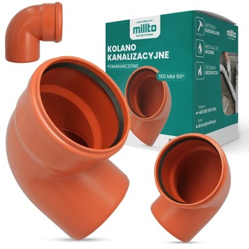 KOLANO KANALIZACYJNE 160 MM 90° PCV PP ZŁĄCZKA ŁĄCZNIK RURY WODY KSZTAŁTKA