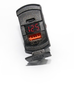 Монтажная розетка USB QC3.0 18 Вт + PD 36 Вт 12–24 В Вольтметр