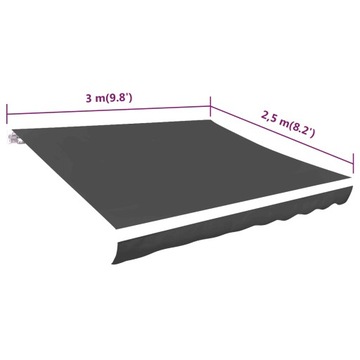 vidaXL Тентовая ткань антрацит 300 x 250 см