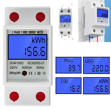 Счетчик электроэнергии на DIN-рейку 5-80А AC 230В