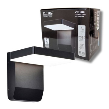 Lampa elewacyjna LED zewnętrzna 17W 2580lm czarna IP65 kinkiet ogrodowy