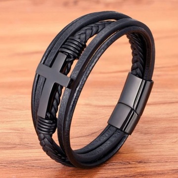 ЧЕРНЫЙ БРАСЛЕТ С КРЕСТОМ ПОДАРОК