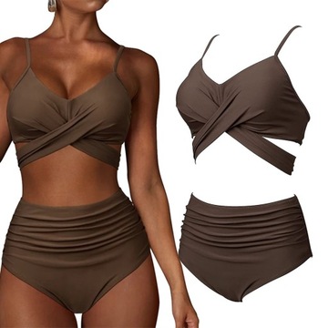 STRÓJ KĄPIELOWY DWUCZĘŚCIOWY BIKINI WYSOKI STAN MODELUJĄCY DAMSKI