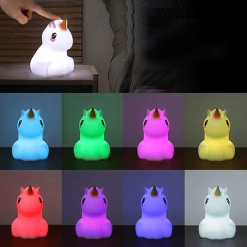 НОЧНИК ДЛЯ ДЕТЕЙ ЕДИНОРОГ СВЕТОДИОДНЫЙ СИЛИКОНОВЫЙ С ПУЛЬТОМ RGB ЦВЕТНОЙ