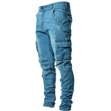 Kakan - High-end Slim Elastic Multi-pocket Leg Jea