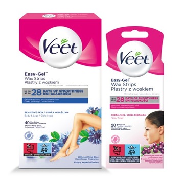 VEET plastry do depilacji twarzy 20 nóg 40 ZESTAW