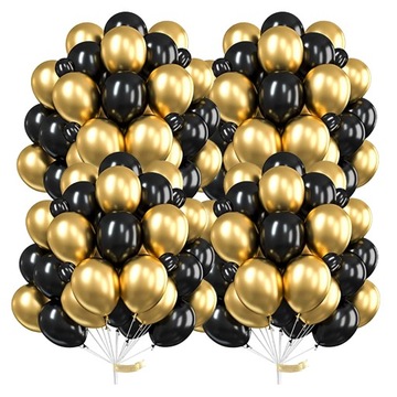 Balony złote i czarne 100 szt balony urodzinowe czarne i złote na karnawał