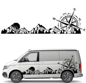Samolepka Grafika na karavan auto Horské Pásmo Kompas Růže Větrů 80x261
